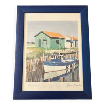 lithograph "oyster channel" signed Henri Deuil
