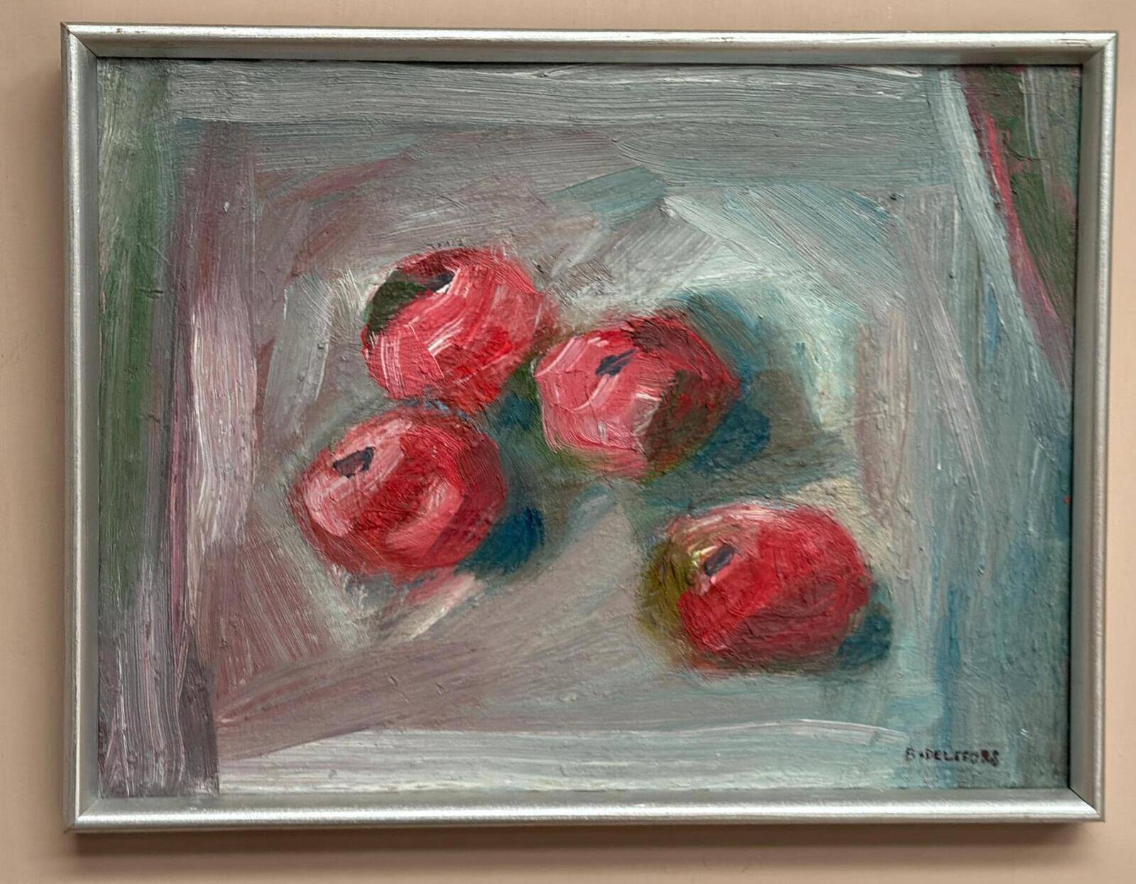 Original Swedish Oil On Canvas – Apples – Bengt Delefors