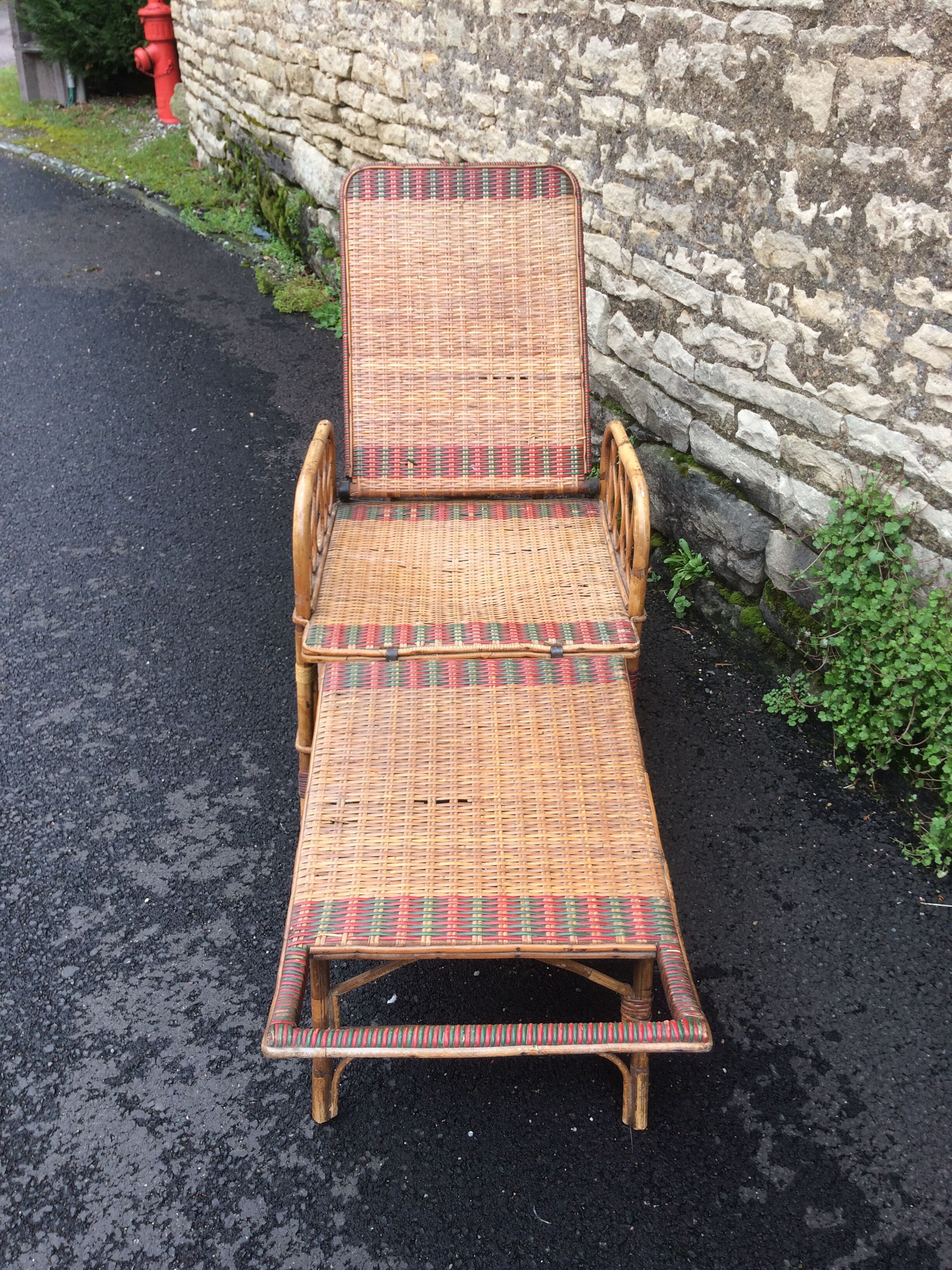 Bamboo rattan long chair