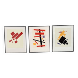 Set of 3 frames with Casimir Malevic lithographs