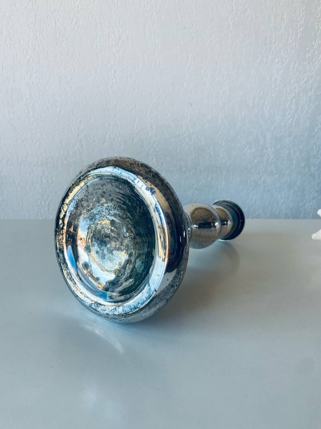 Eglomise glass candle holder