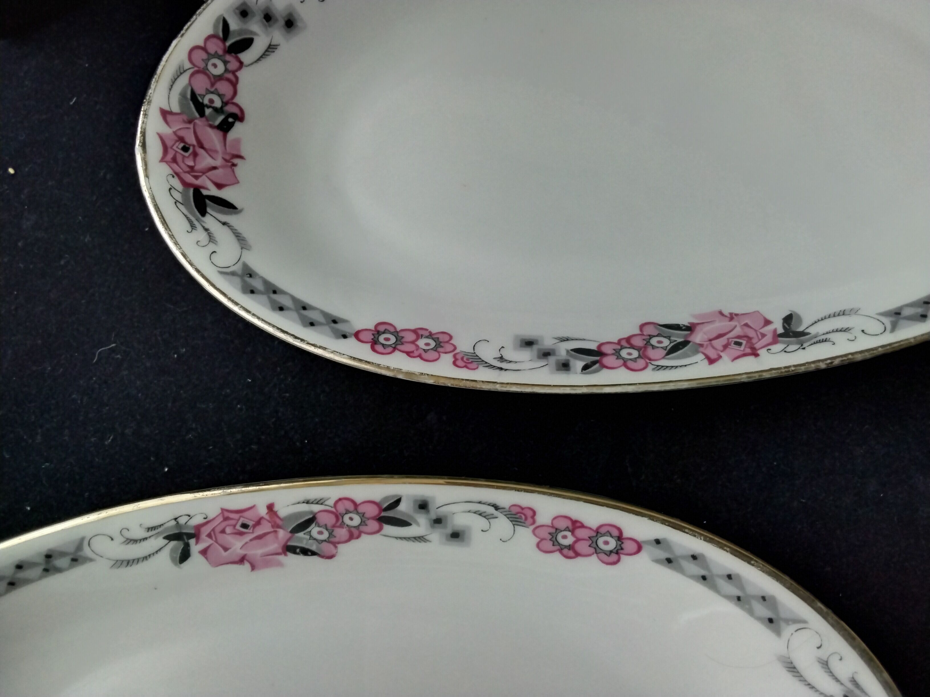 Set of 2 antique Art Deco porcelain raviers