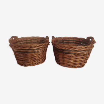 Set of two old wicker / rattan basket