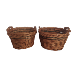 Set of two old wicker / rattan basket