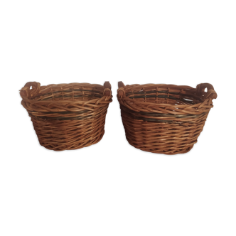 Set of two old wicker / rattan basket