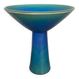 Antique Scandinavian Vintage Blue & Green Ceramic Cup Candle Holder