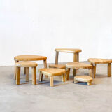 1970's oak nesting coffee table