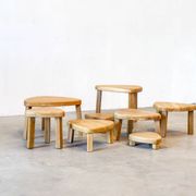 Table basse gigogne en chêne des années 1970