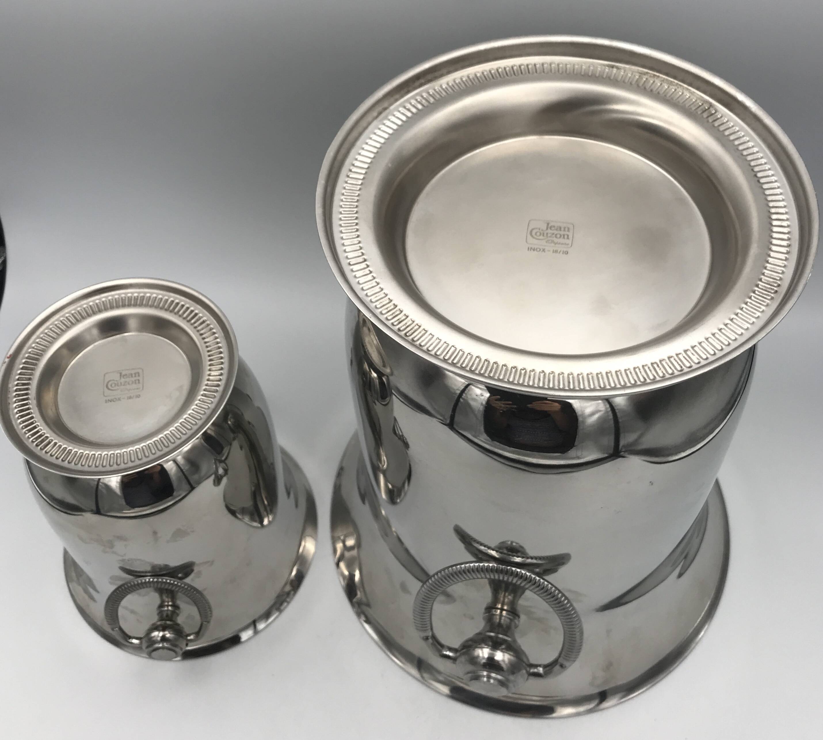 Jean COUZON champagne bucket and ice bucket set on pedestal