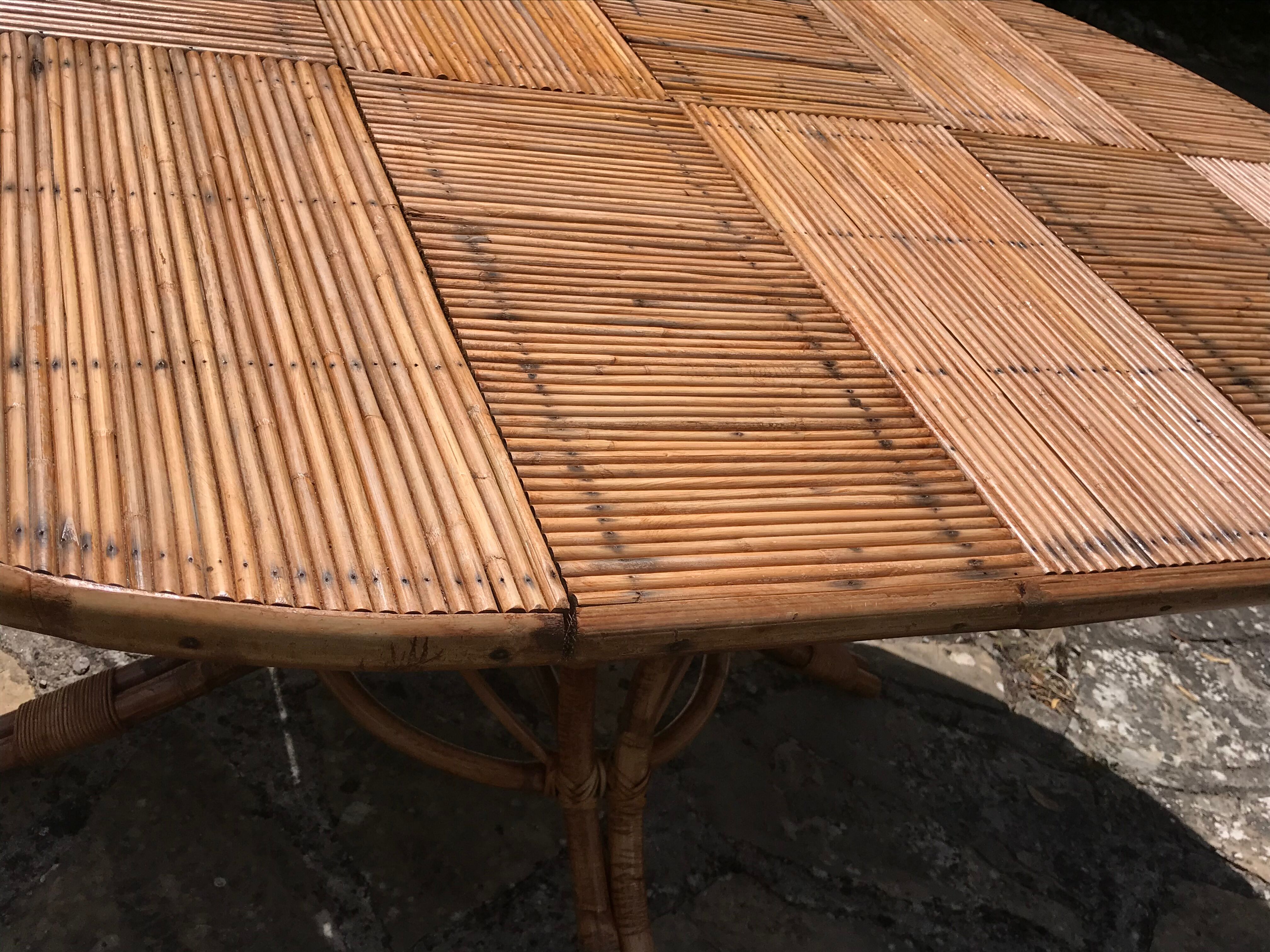 Extension rattan table circa 1960