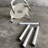 White molded plastic Kartell stool with metal legs — Anna Castelli Ferrieri, 1970s