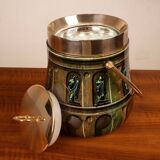 Parchment ice bucket model 935D with Fornasetti decoration by Aldo Tura, 1950