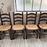 Straw chairs oak 1940s Dudouyt