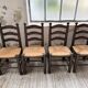 Straw chairs oak 1940s Dudouyt