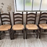 Straw chairs oak 1940s Dudouyt