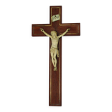 Crucifix XIX éme bois laiton -christ sculpté