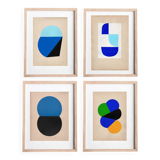 Collection of collages on paper - abstract painting signed Eawy