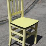 Formica and yellow wood chair