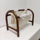 Bamboo and fabric magazine rack - vintage 70s bohemian rattan style