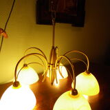 5-branched pendant light from the 70s, Honsel, Germany