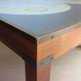 1970s Maison Jansen Campaign Style Coffee Table World Atlas Map