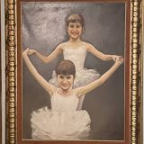 Peinture sur toile, aérographe? jeune danseuse en tutu, à identifier