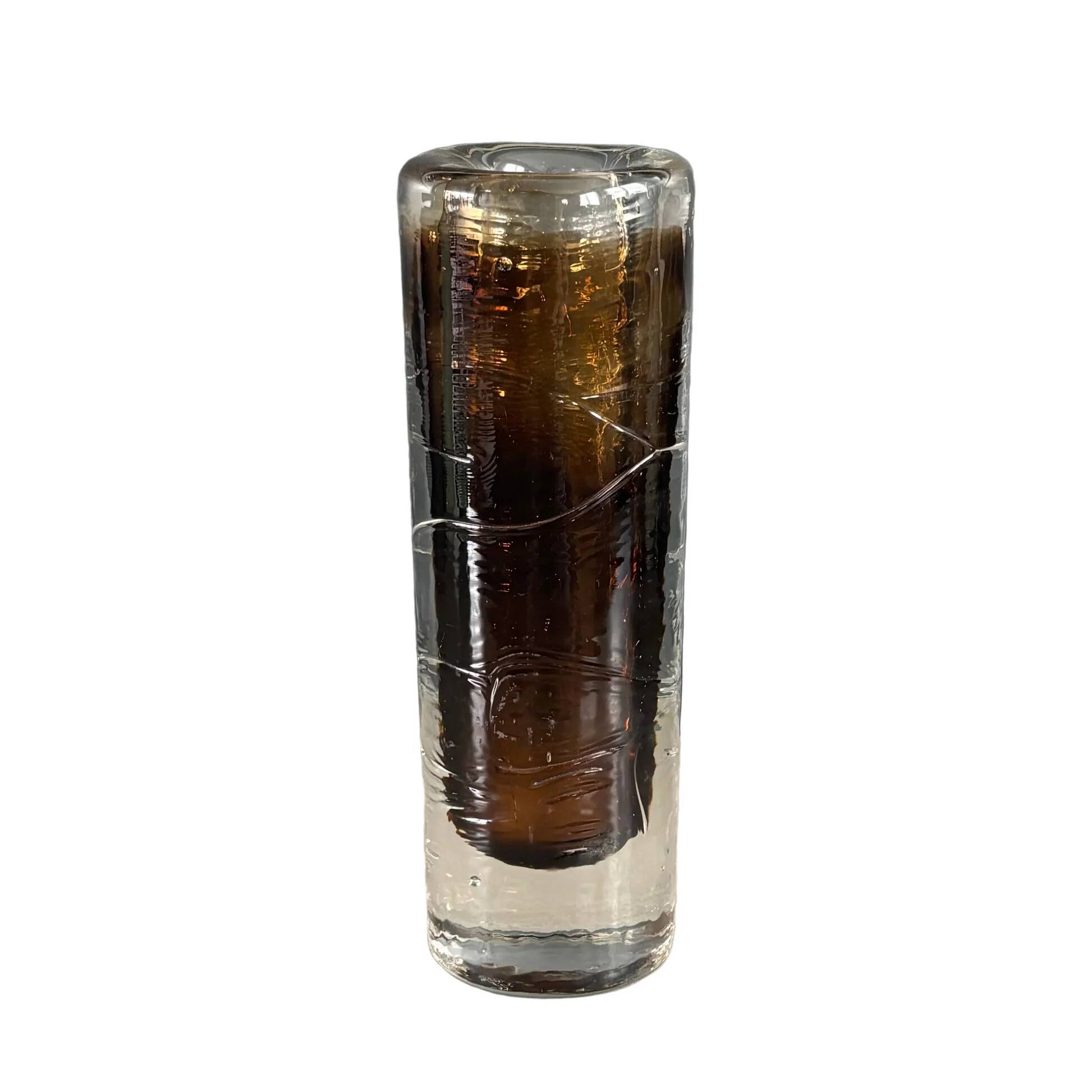 Grand bougeoir en verre moulé marron - Ref 1350