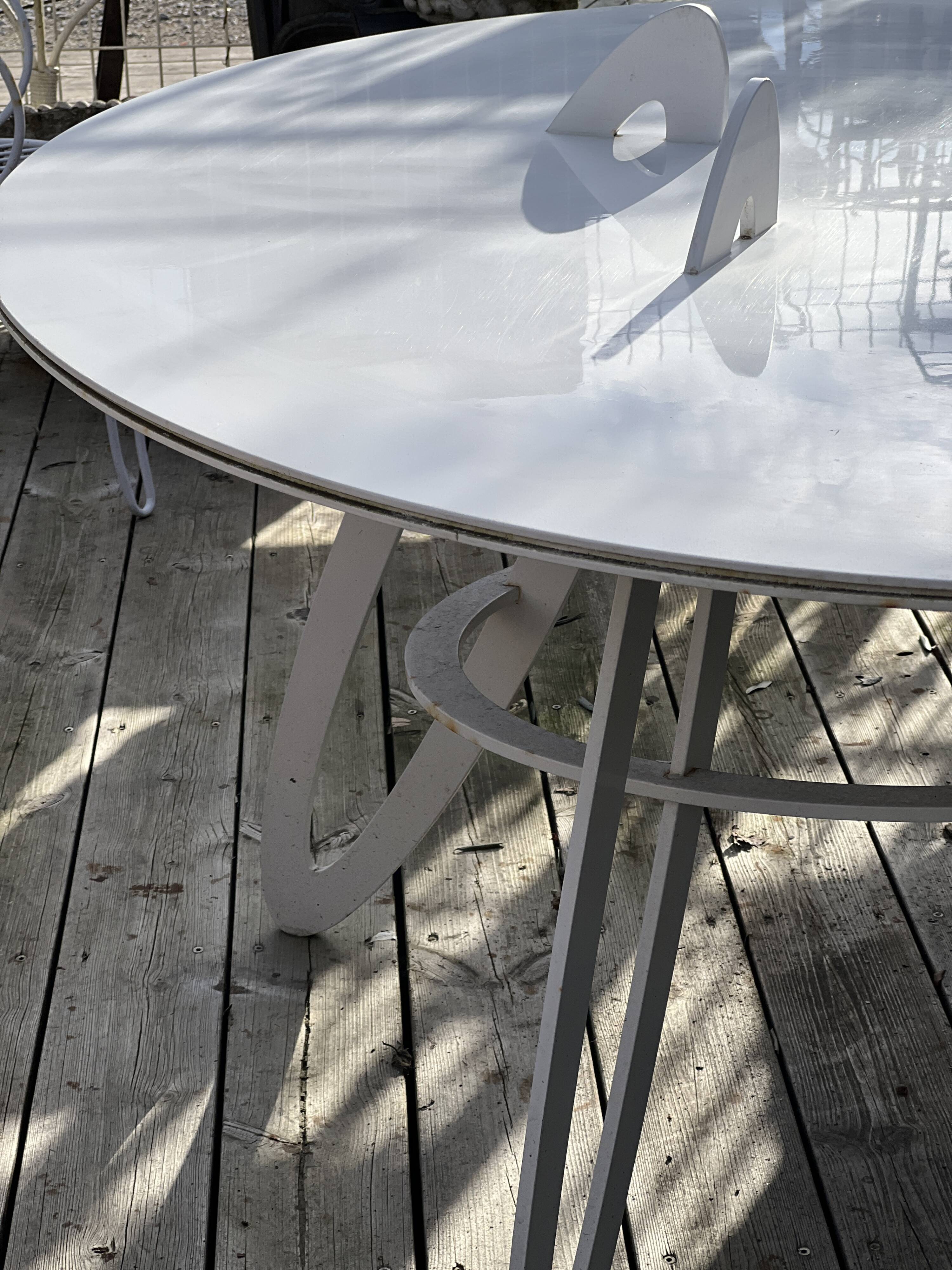 White metal table