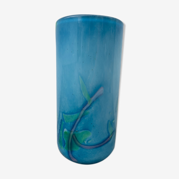 Vase en verre bleu La Rochère