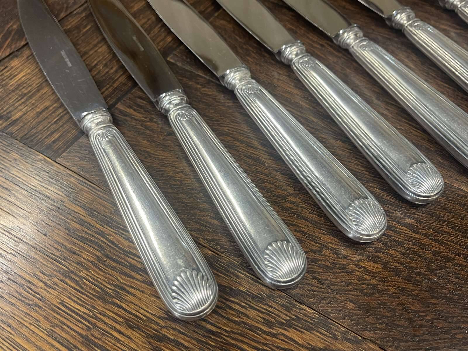 Set of 12 silver-plated metal knives, shell model, from CAILAR BAYARD
