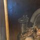 Oil painting on canvas signed J. Fleury-Bin Still Life with pewter and onions