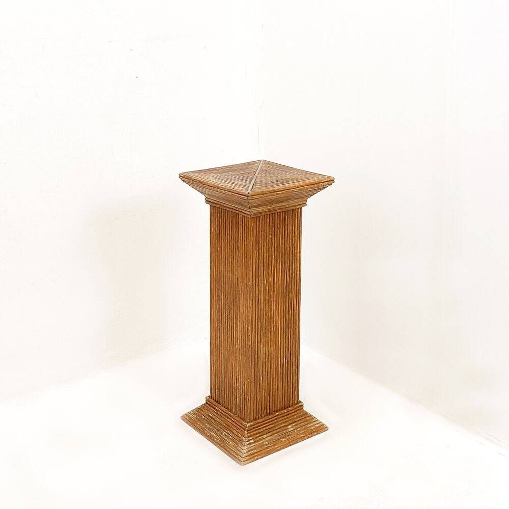 Pedestal console in pencil reed in the style of Vivai del Sud - 1970s