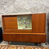 Vintage Scandinavian teak sideboard with compass feet from the 70s