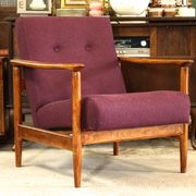 Oryginał wood armchair design by E. Homa 142 aubergine wool vintage chair modern