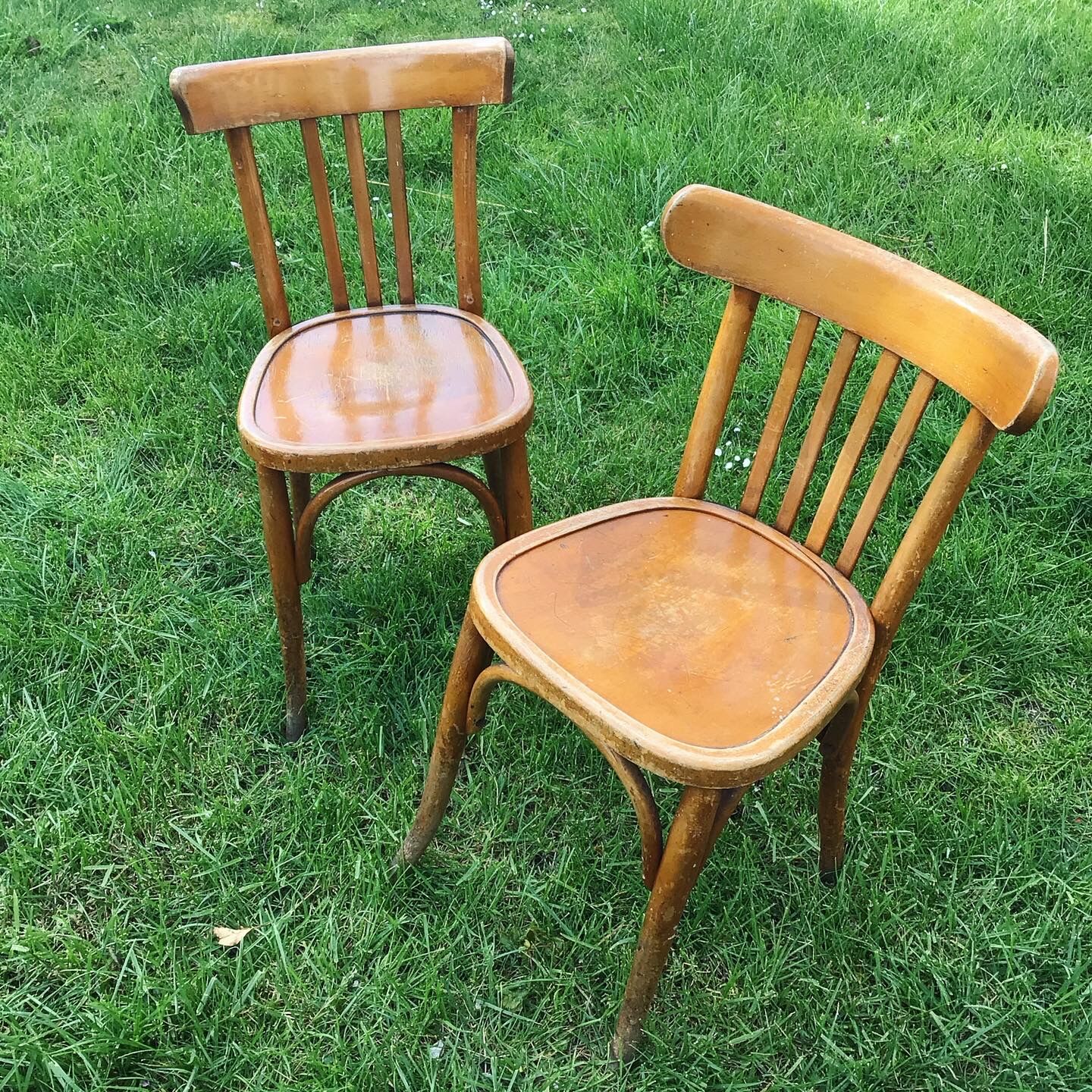 Lot of two wooden bistro chairs