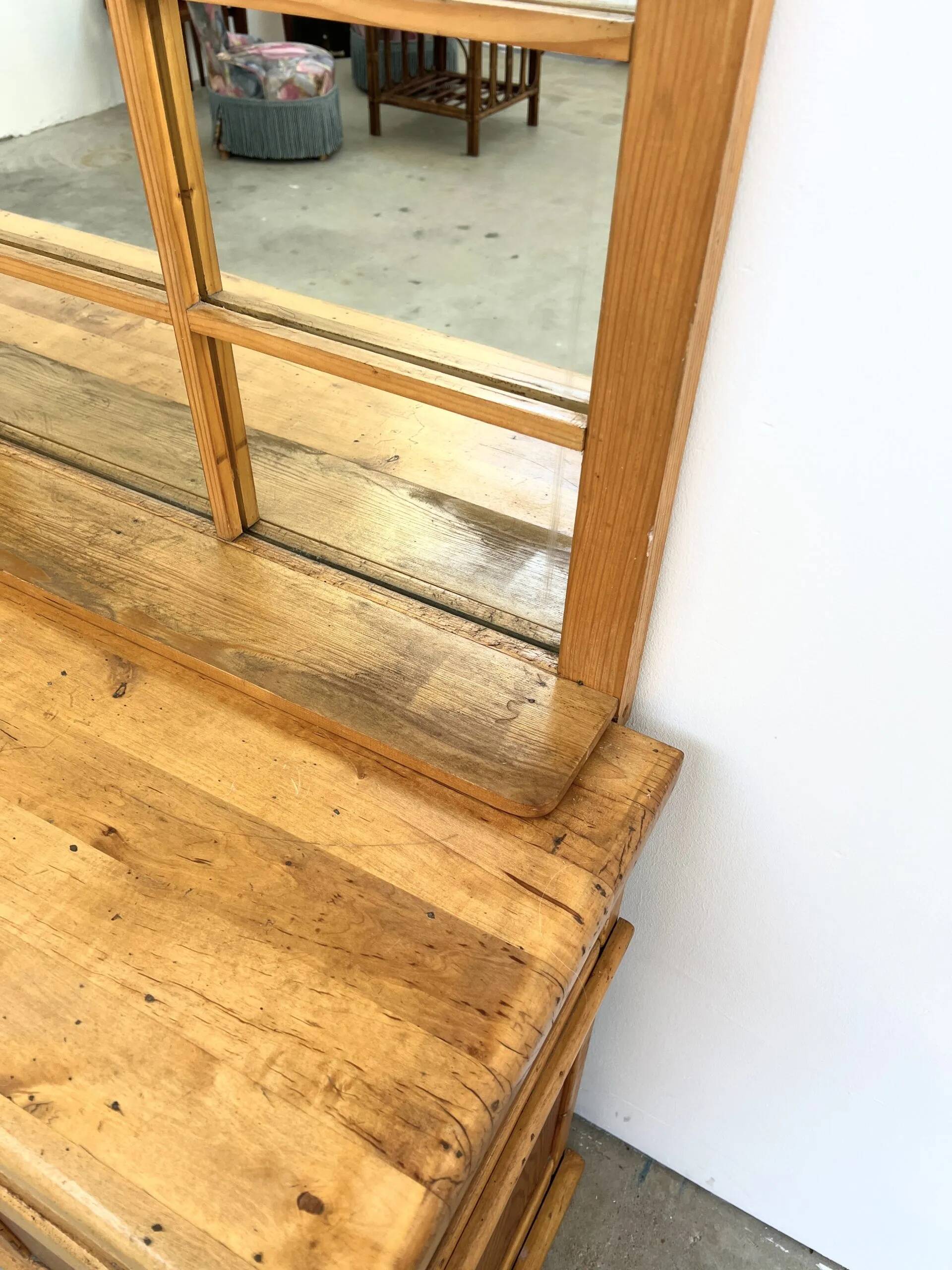 Buffet & Mirror XXL "Workshop Spirit" Set – Patinated Pine