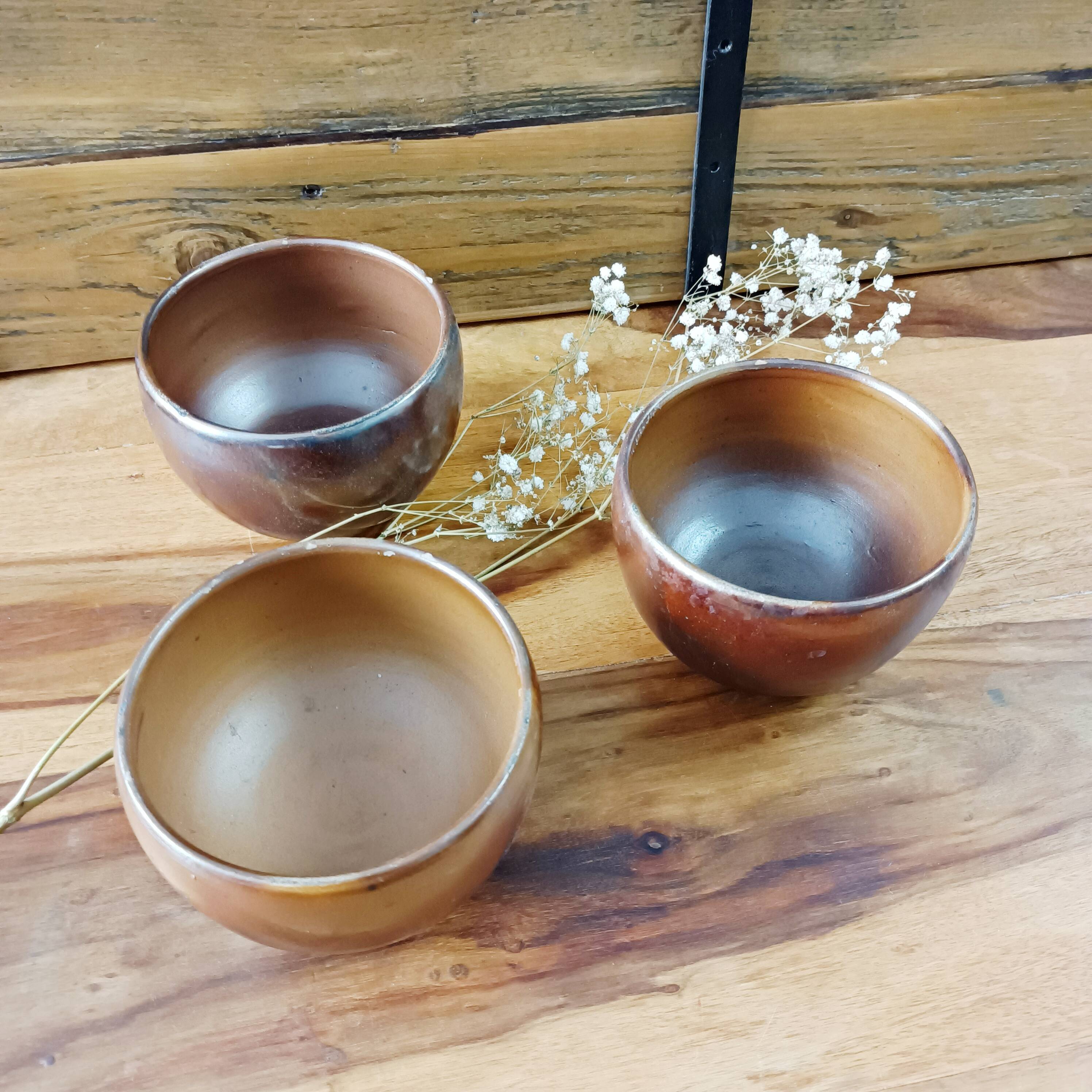 Set of 3 Sars pottery stoneware bowls, Lentier