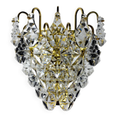 Kinkeldey XL 5-tier cut crystal wall sconce, gilt brass, Germany, 1970s