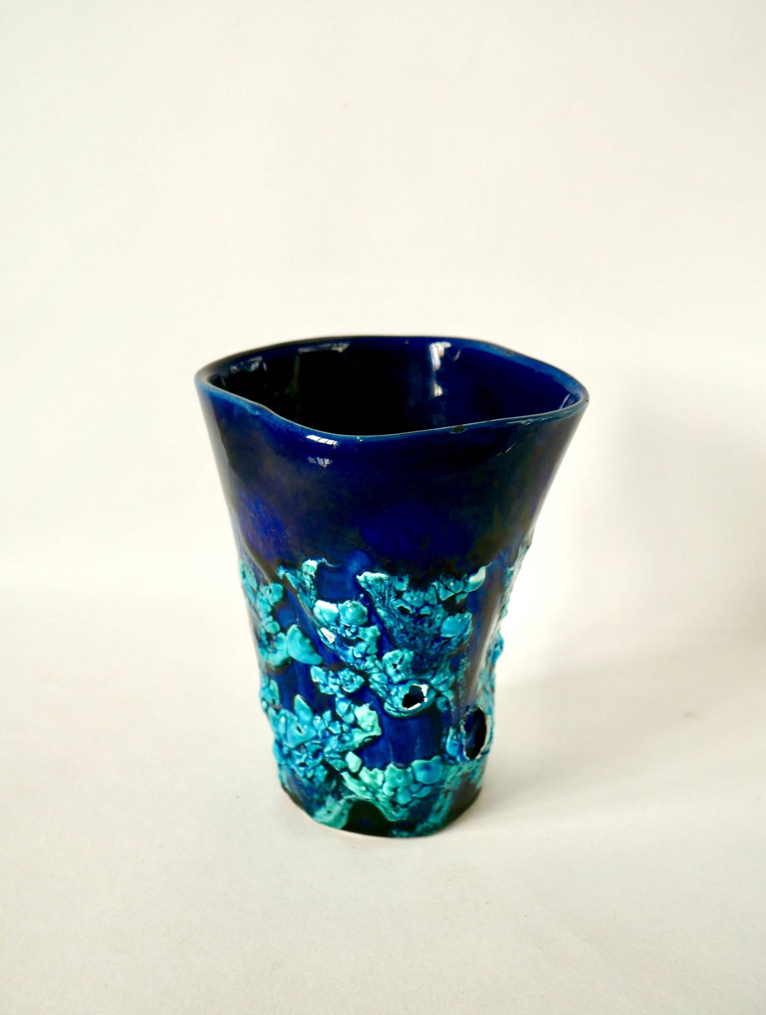 Fat Lava blue ceramic vase from the 70s