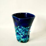 Fat Lava blue ceramic vase from the 70s