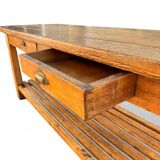 Grande table/comptoir de drapier en hêtre 1900's