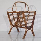 Porte revue vintage en rotin 1960