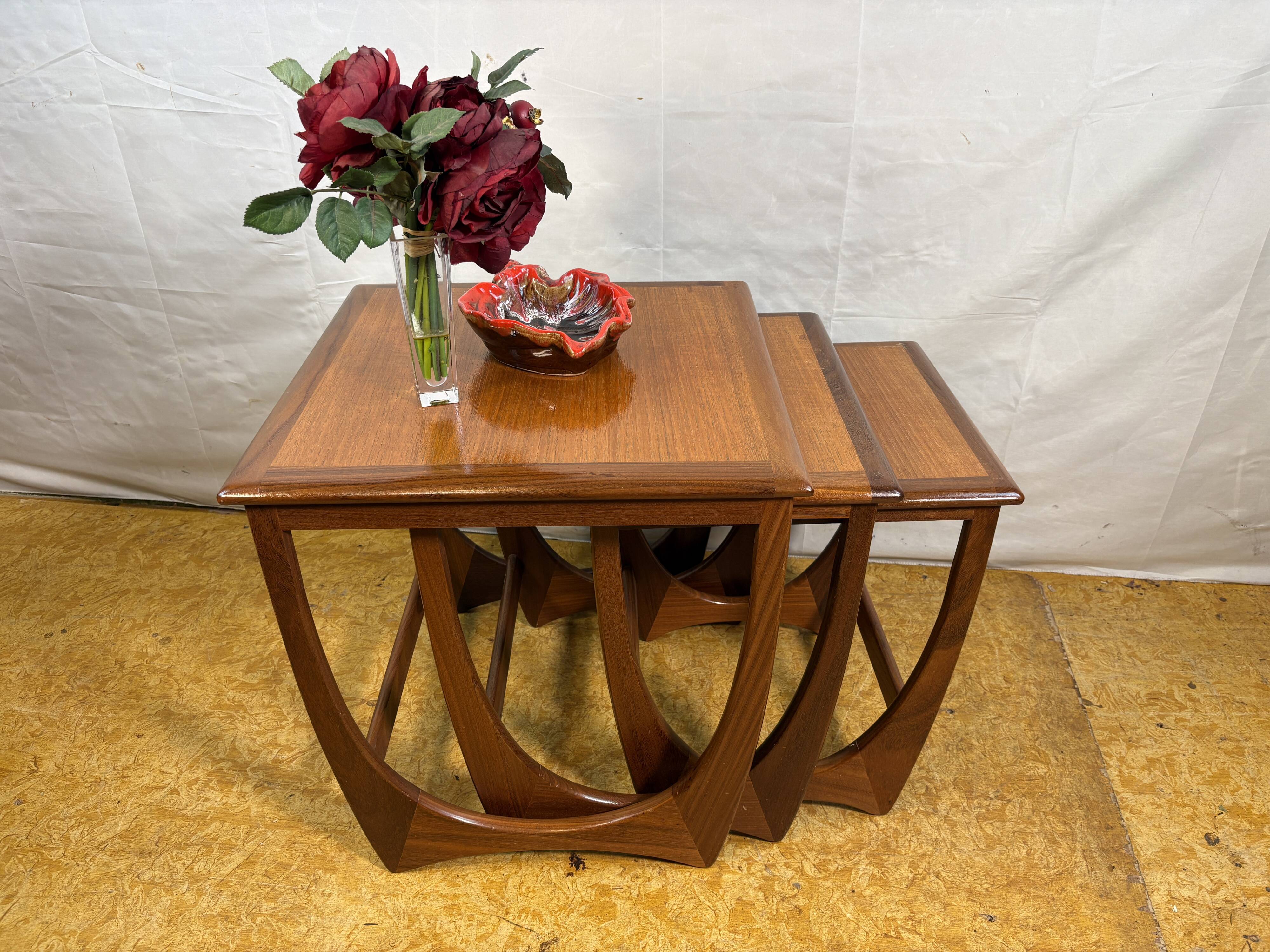 Mid- century retro vintage teak nest of tables by g plan 1960 Danish Design