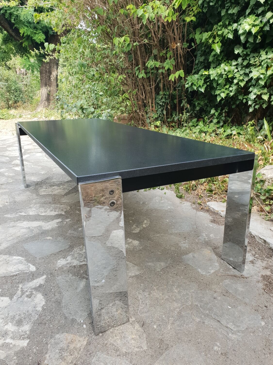 Chrome metal and marble coffee table 1970