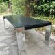 Table basse en métal chromé et marbre 1970