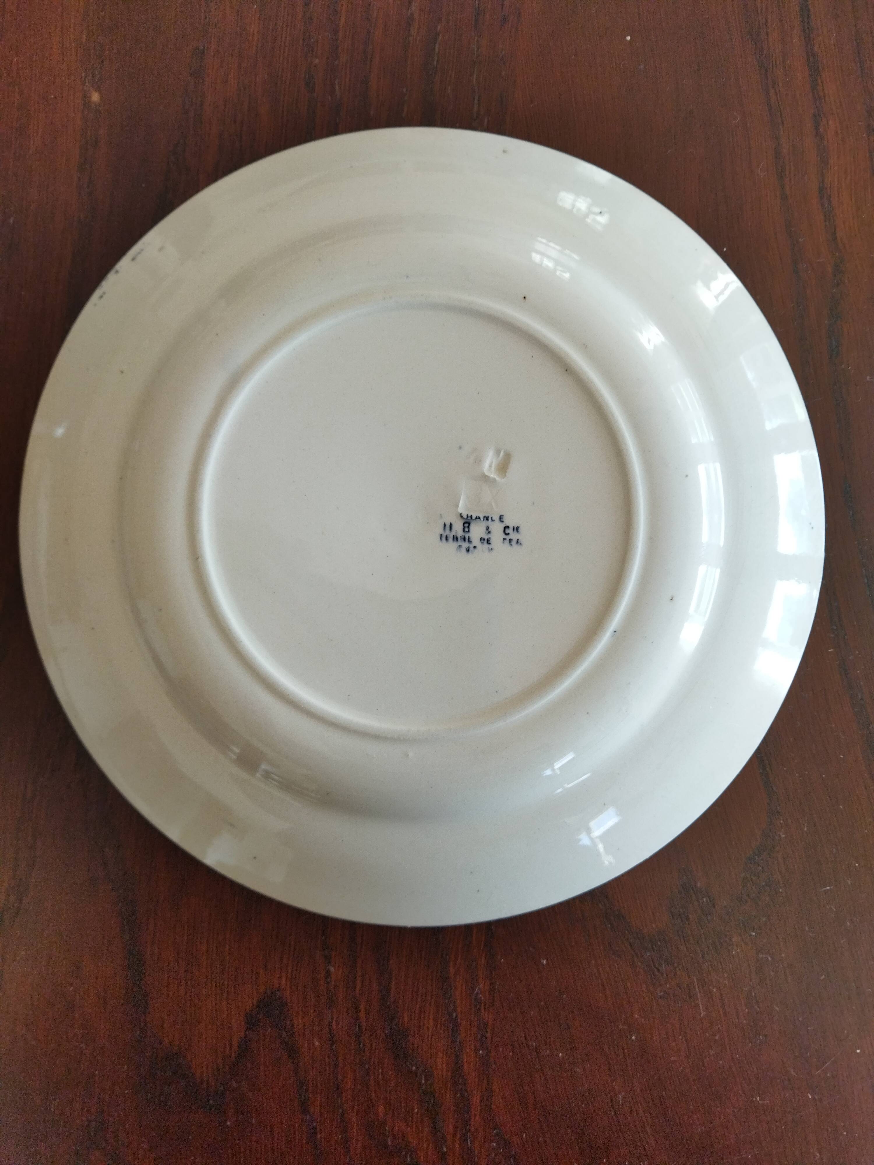 8 iron earthenware plates (St Amand Hamage HB & Cie Sarreguemines Digoin)
