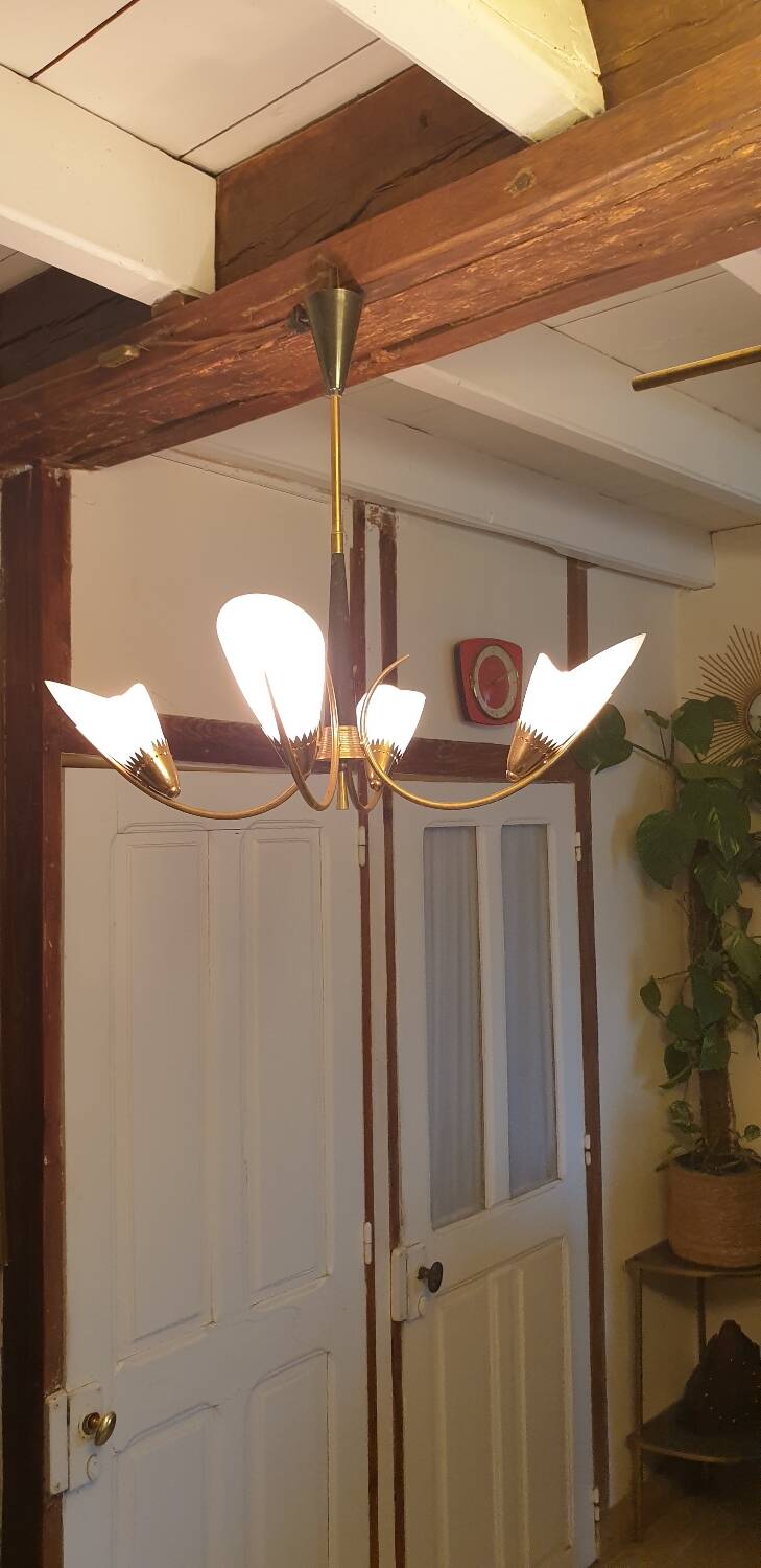 Four-light opaline chandelier