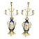Pair of candlesticks. Bronze, brass, porcelain.