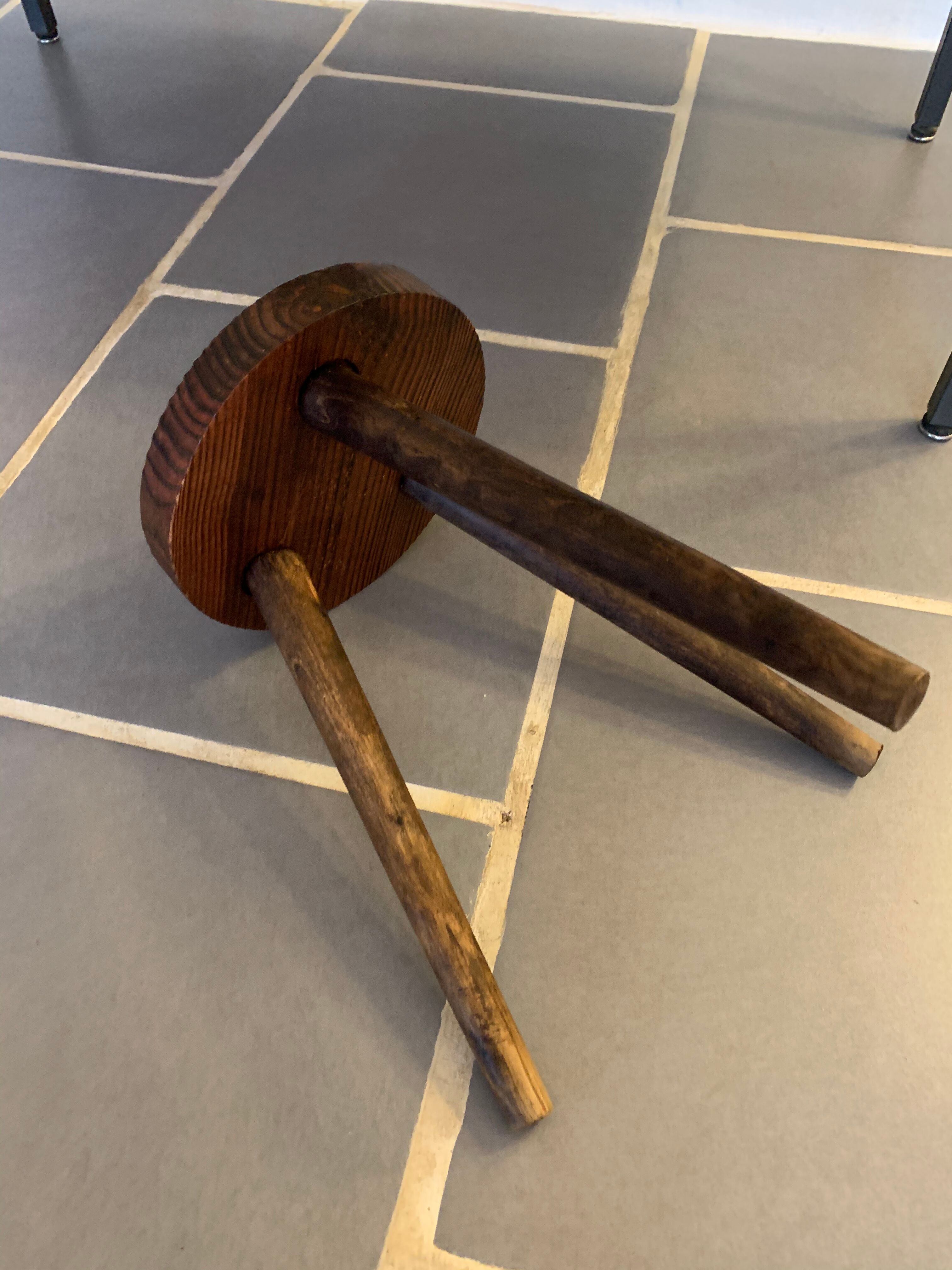 Vintage tripod wood farm stool