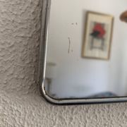 Vintage 1960s barber hairdresser red mirror - 38 x 28 cm